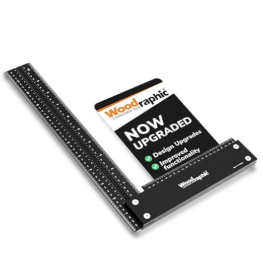 Upgraded Precision Square – 12 Inch 90° Layout Tool for Woodworking | Enhanced Side Scale, Wider Laser Markings, Premium Framing Square Ruler with Calibration