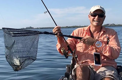 PLUSINNO Fishing Net Fish Landing Net, Foldable Collapsible Telescopic Pole Handle, Durable Nylon Material Mesh, Safe Fish Catching or Releasing