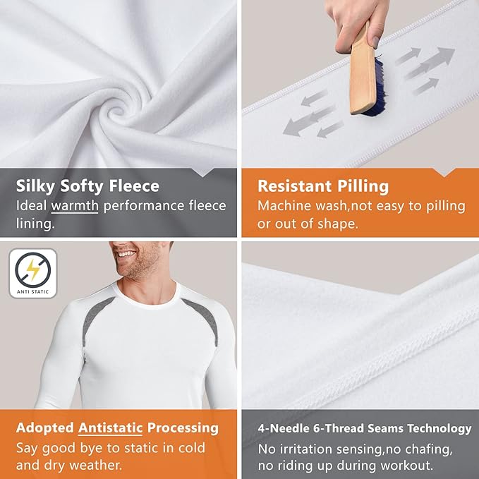 Muezna Men's Thermal Top and Bottom Set Underwear Long Johns Base Layer with Soft Fleece Lined