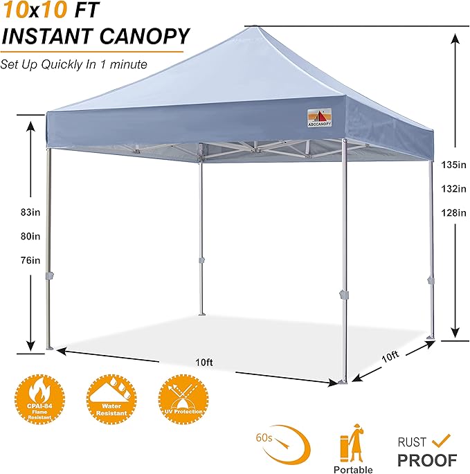 ABCCANOPY Commercial Pop Up Canopy Tent 10x10 Premium-Series, Gray