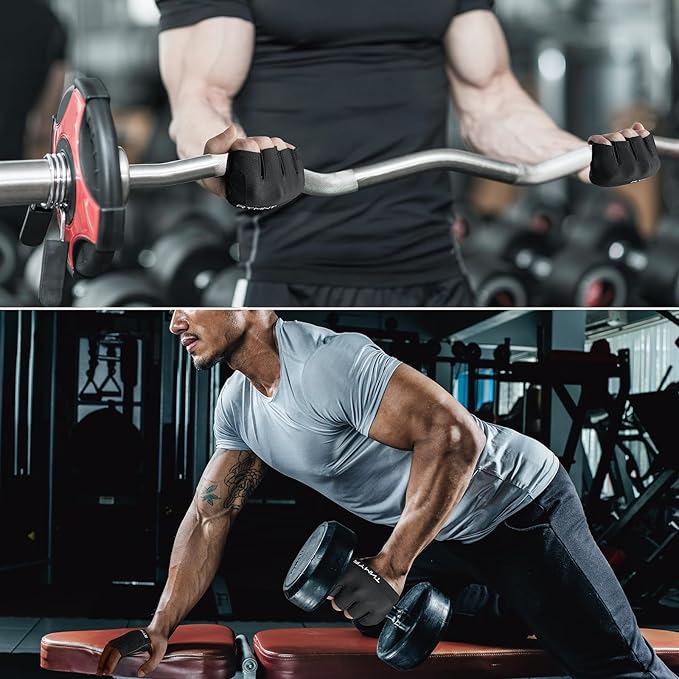 Minimal Workout Gloves,Short Micro Weight Lifting Gloves Grip Pads with Full Palm Protection & Extra Grip for Men Women Weightlifting,Gym,Cross Training,Powerlifting,WODs.