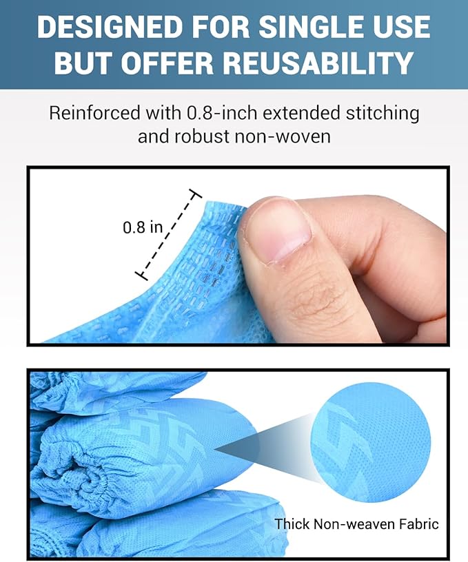 100 Count Shoe Covers Disposable Non-Slip, Premium Cloth Boot Covers, Slip-resistant, Durable, Breathable, Non-toxic, Recyclable