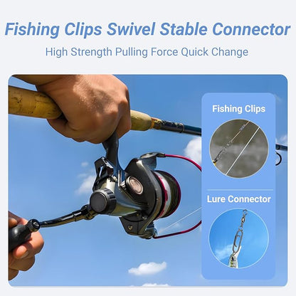 AMYSPORTS Heavy Strength Fishing Snap Stainless Saltwater Freshwater Fishing Swivel Clip Rolling Barrel Fishing Clips Swivels Speed Change Black Nickel