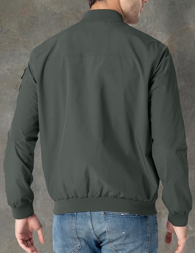 TBMPOY Men's Lightweight Bomber Jackets Light Windbreaker Casual Stylish Fall Golf Zip Up Dress Business Varsity