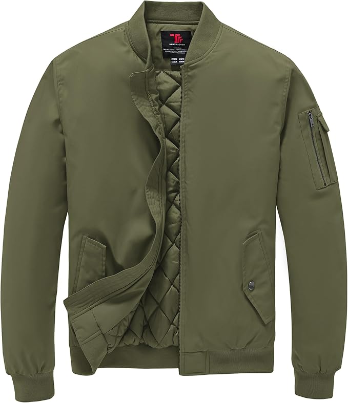 TBMPOY Men's Fall Jacket Winter Windbreaker Bomber Zip Up Padded Softshell Warm Windproof Casual Coat