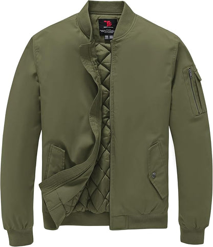 TBMPOY Men's Fall Jacket Winter Windbreaker Bomber Zip Up Padded Softshell Warm Windproof Casual Coat