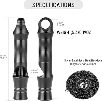 TISUR Titanium Emergency Whistle,EDC Safety Whistles Necklace Loud up to 120db,Survival Whistles for Survival,Hiking,Camping,Pets Training