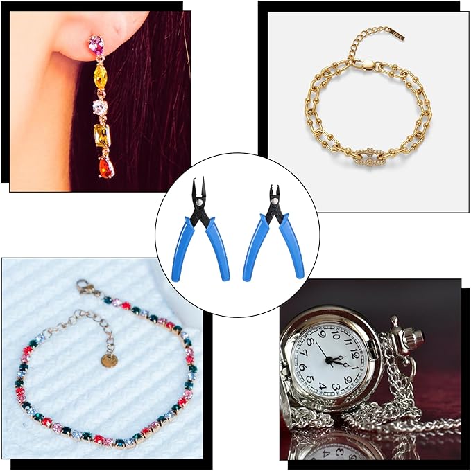 2 Pcs Split Ring Pliers, Bead Crimping Plier Crimping Jewelry Jump Pliers Beading Plier Set for Opening/Closing Jewelry Beading Split Ring or Key Chain