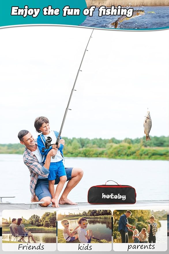 Fishing Pole Combo Set, 2PACK 6.89ft Fishing Rod and Reel Combo, Carbon Fiber Telescopic Fishing Rod Kit with Spinning Reel,Line, Lures, Fishing Pliers, Lip Gripper, Carrier Bag for Beginner Angler