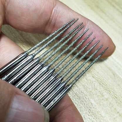 Luo ke 10 Pcs Diamond Burr - 1/8'' Shank Long Cone Shape Diamond Burs Bead Reamer for Rotary Tools