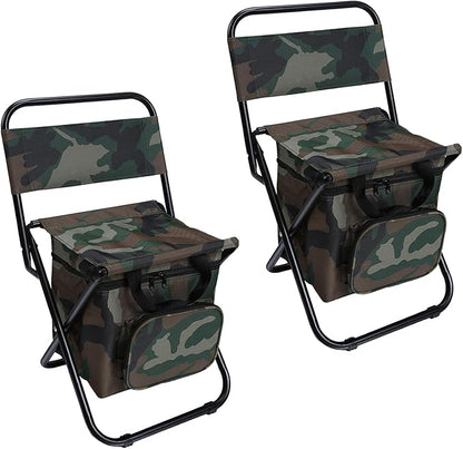 LEADALLWAY Fishing Chair with Cooler Bag Compact Fishing Stool Foldable Camping Chair