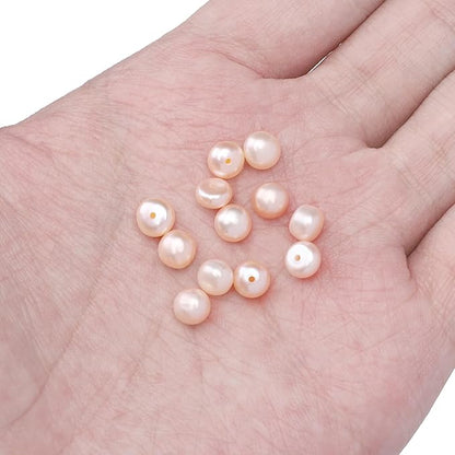 Natural Half Drilled Pearl Beads Pink 6-6.5mm 12pcs AAA Freshwater Cultured Loose Gemstone Beads for DIY Stud Earring Jewelry Making