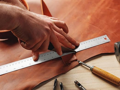 Metal Ruler with Cork Backing, 18 Inch Stainless Steel Rulers 18 inch Metal Ruler - Imperial and Metric - Non-Slip Prevent Ink Leakage - for School Office Engineering Tools