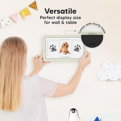 Inkless Baby Hand and Footprint Kit Boy, Girl - No Mess Ink Pad for Handprint, Clean Touch Dog Paw Print Kit, Personalized Baby Shower Gifts, Nursery Newborn Keepsake Frame (Sage)