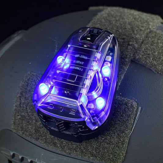 Tactical IR Helmet Light 4 Modes with Blue + White LED + IR Strobe/Constant, Airsoft Survival Signal Identification Lamp for Fast Wendy and More Helmets