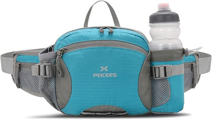 Peicees Hiking Fanny Pack Large Waist Bag for Men Women with Bottle Holder Water Resistant Lumbar Pack for Hiking Camping Fishing Outdoor (Bottle Not Included)