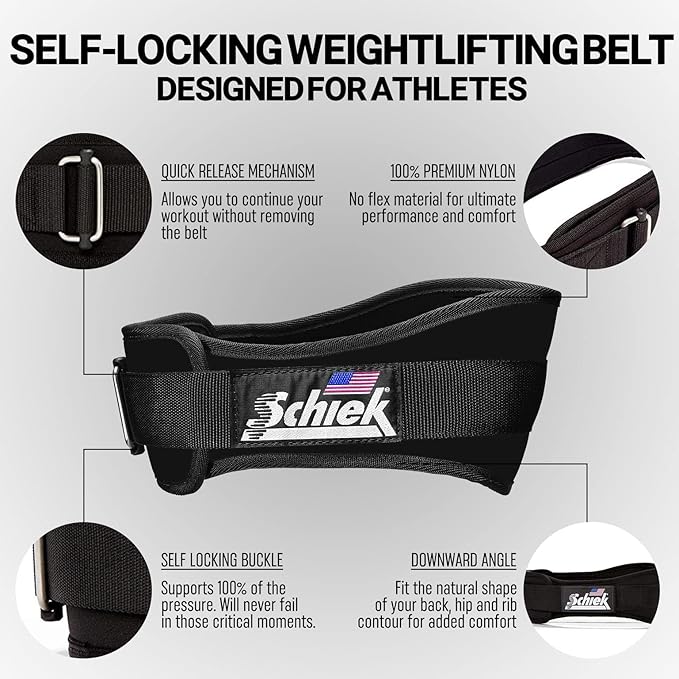 Schiek Sports Model 2004 Nylon 4 3/4" Weight Lifting Belt - Black