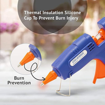 Mini Hot Glue Gun with 30 Glue Sticks for Crafts School DIY Arts Home Quick Repairs, 20W, Blue