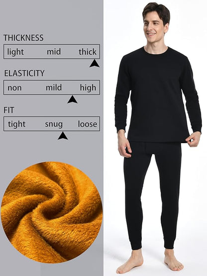 Nutria Mens Thermal Underwear Set Thick Fleece Lined Heavyweight Outdoor Baselayer Extreme Cold Weather Winter Ultra-Warm U10