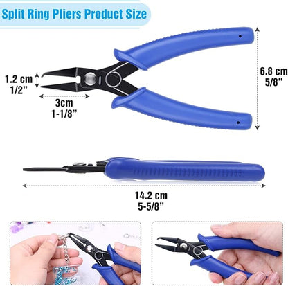 Split Ring Pliers for Jewelry Making, Evatage 2Pcs Jump Ring Opening Pliers for Opening Split Ring or Key Chain, Opener Tools for Jewelry Beading Repair Making Supplies