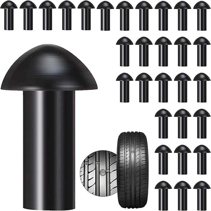 Richcat Tubeless Tire Puncture Repair Kit with Mushroom Plug, Repairs punctures and Flat Tires for Motorcycles, Cars, Trucks, ATVs and Tractors