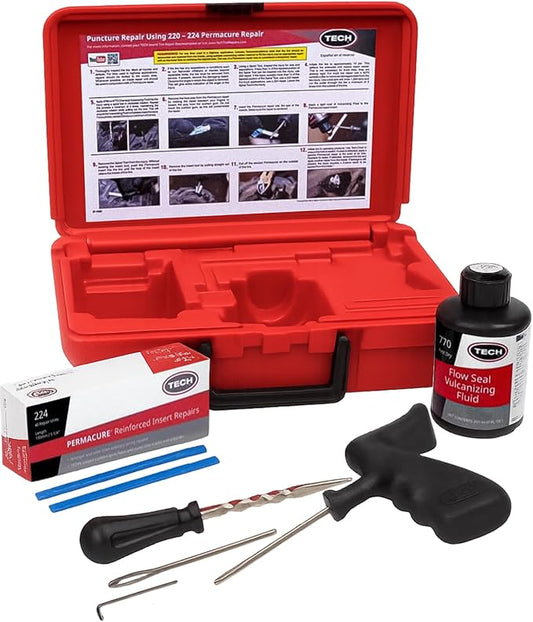 TECH Permacure Truck Tire Plug Kit – Ideal Tools and Flat Tire Fix for Trucks, Tractors, and Large Tires (40 Heavy-Duty Plugs for Emergency Tire Patch and Puncture Repair)