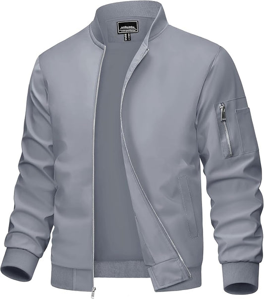 MAGCOMSEN Men's Bomber Jacket Lightweight Casual Windbreaker Spring Fall Zip Up Coat with 5 Pocket