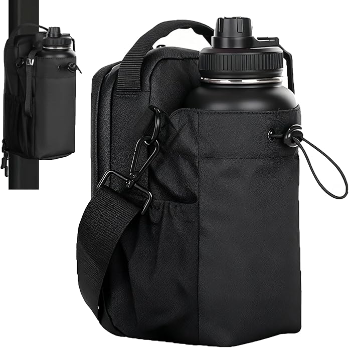 Magnetic Gym Bag | Hands-Free Water Bottle Holder with Strap | Small Crossbody Sling Pouch for Fitness, Work