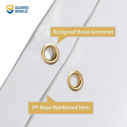 GUARD SHIELD Extreme Heavy Duty White Poly Tarp 20x20 Feet Cover Waterproof Tarps 20mil Thick UV and Tear Resistant Tarpaulin