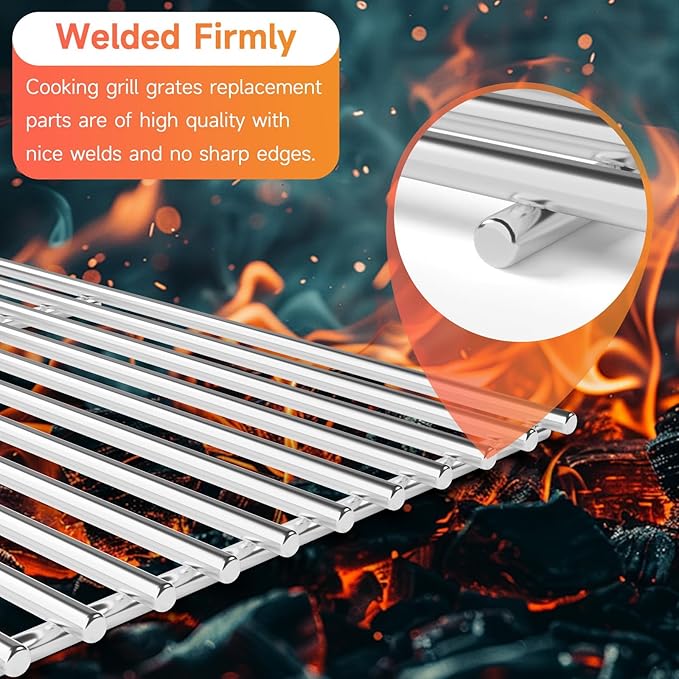 18.75" 2Pack Stainless Steel Cooking Grill Grates for Weber Genesis II 300 and Genesis II LX 300 Series Gas Grills, Genesis II E&S 310 315 320 325 340, Replacement Parts for Weber 66095