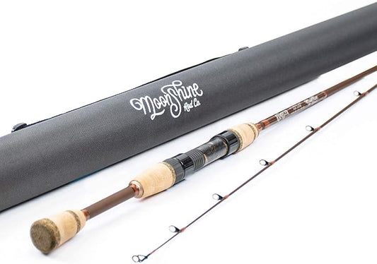 Moonshine Rod Co. Fly Fishing Rod with Carrying Case and Extra Rod Tip Section, Slow-Medium-Fast Action
