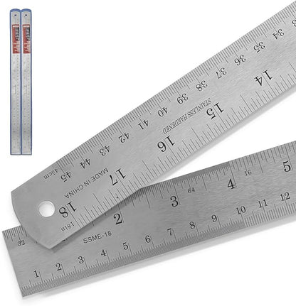 2 Pack - Pacific Arc 18 Inch Stainless Steel Ruler with Inch/Metric Conversion Table