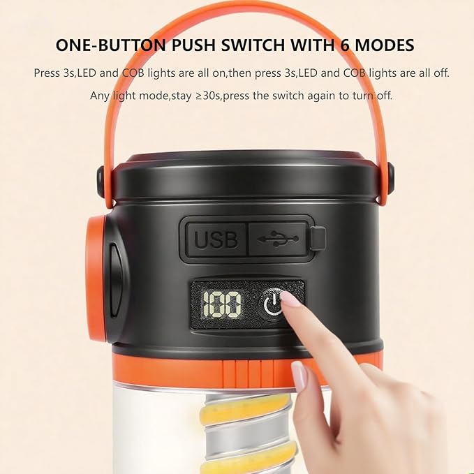 Portable LED Camping Lantern with Flashlight - COB Solar USB Battery Powered for Power Outages,Emergency Survival Light,Hurricane Preparedness Gear for Home Outdoor-Camping(Green 2PACK)