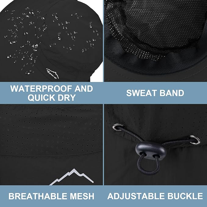 Sun Hat for Men Women with Neck Flap,UPF 50+ UV Protective Hiking Fishing Hats,Wide Brim Sun Hat for Women&Men