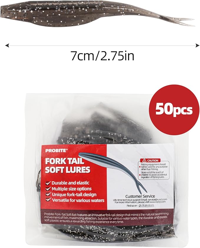 Forked Tail Soft Baits- Realistic Jerk Bait & Fluke Action Soft Lures for Bass, Trout & Crappie - Versatile Freshwater & Saltwater Fishing Bait (2.75"-5")