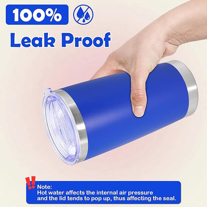 20oz Tumbler Bulk Stainless Steel Tumbler Cup with Lid Vacuum Insulated Double Wall Travel Mug, Durable Powder Coated Travel Coffee Tumbler Mug for Hot & Cold Drinks, Dark Blue,8 Pack