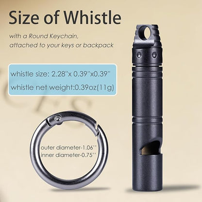 Whistle Emergency,Titanium Loud Whistle up to 120db,Emergency Survival Whistles Keychain for Kids Women Men,Safety Whistles for Camping Hiking-Black