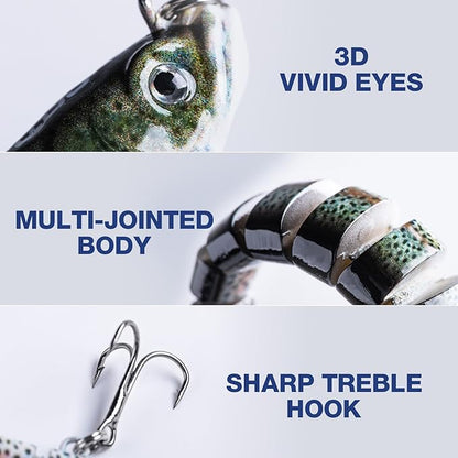 Goture Bass Fishing Lures, Lifelike Jointed Swimbait for Bass Trout Walleye Crappie Pike, Slow Sinking Segment Swimming Bait Fishing Lures for Freshwater and Saltwater, Gifts for Men