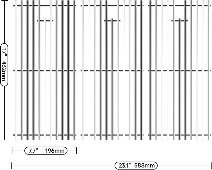 17’’ Stainless Steel Cooking Grates for Charbroil Commercial Infrared 463355220 463242516 463242515 463243016, Cooking Grids for Weber Spirit E/S-310, 320, 330, G466-0025-W1A Replacement Parts