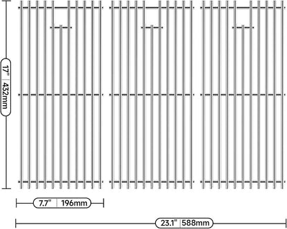 17’’ Stainless Steel Cooking Grates for Charbroil Commercial Infrared 463355220 463242516 463242515 463243016, Cooking Grids for Weber Spirit E/S-310, 320, 330, G466-0025-W1A Replacement Parts