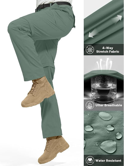 FREE SOLDIER Men's Outdoor Convertible Hiking Pants with Belt Lightweight Quick Dry Tactical Cargo Pants Nylon Spandex