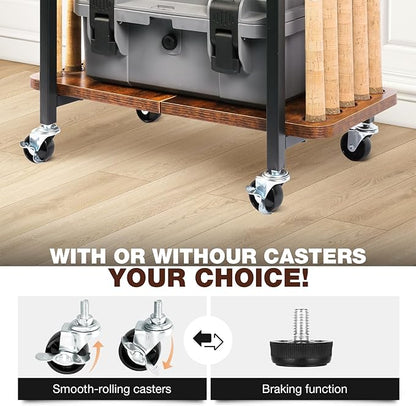 Ghosthorn Fishing Rod Holders for Garage Fishing Gear and Equipment Tackle Storage Cart Pole Rod Rack Hold up to 10 Rods