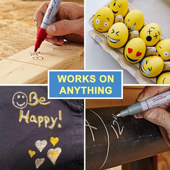 Overseas Paint Pens Paint Markers - Green Permanent Markers 8 Pack, Oil Based Waterproof Quick Dry Medium Tip Marker Pen for Metal, Wood, Fabric, Plastic, Rock, Stone, Mugs, Canvas, Glass, Art Craft