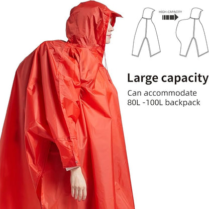 longsinger Hooded Rain Poncho for Adult with Pocket Waterproof Lightweight Unisex Raincoat for Hiking Camping Emergency