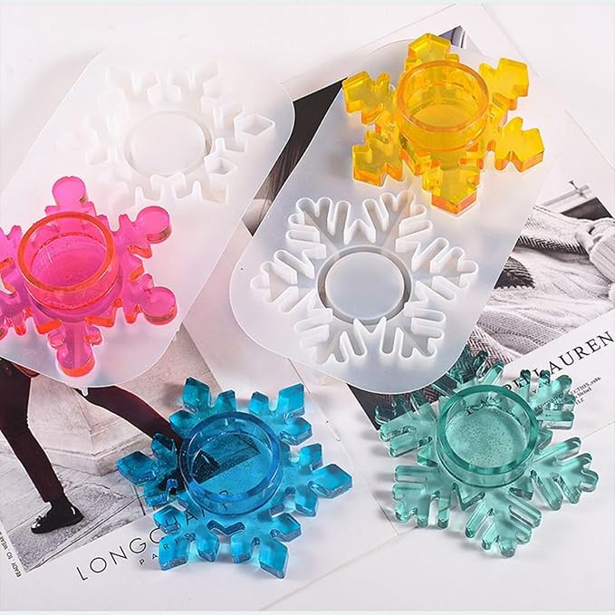 Christmas Silicone molds for Candle Making, Snowflakes Design Christmas Candle Holders Resin Molds for Party Decoration Candle Form Epoxy Plaster Mould