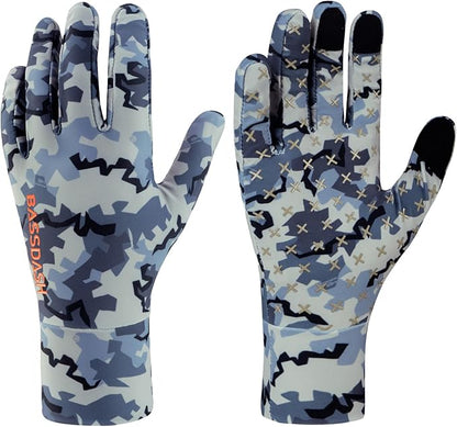 BASSDASH Men’s Camo Hunting Gloves UPF 50+ Lightweight Touchscreen Gloves for Warm Weather Fishing Hiking Outdoor Activities