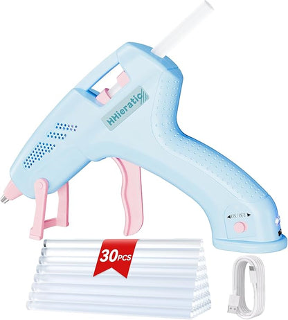 20W Portable Mini Hot Glue Gun with 30 Glue Sticks,USB - Charging,Fixed Stand-Multifunctional for School Crafts DIY Arts Gift