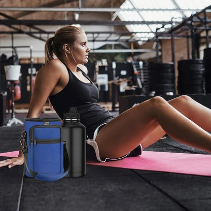 Nuovoware Water Bottle Carrier Bag,25oz/40oz/64oz Bottle Pouch Holder,Adjustable Shoulder Hand Strap 2 Pocket Sling Neoprene Sleeve Sports Accessories for Hiking Travelling Camping