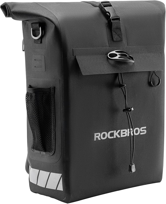 ROCKBROS Rear Rack Bike Bag Waterproof Bike Rack Bag with Helmet Fixing Buckle Rear Bike Rack Bag Detachable Shoulder Straps Convertible Backpack Fit for All Pillion Racks 18L Capacity