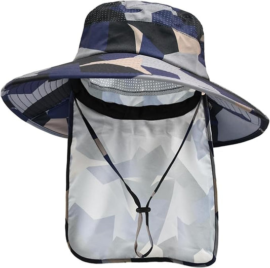 Sun Hats for Men Women Fishing Hat UPF 50+ Breathable Wide Brim Bucket Hats Summer UV Protection Safari Hat with Neck Flap
